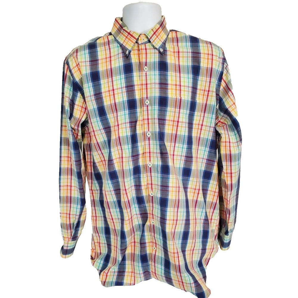 Peter Millar Button Down Shirt Men's Large Multicolor Long Sleeves 100% Cotton